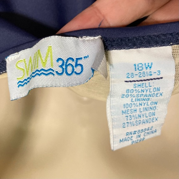 Swim 365 Royal Blue Adjustable Strap One Piece Bathing Suit Swim Dress 18W - Picture 11 of 16